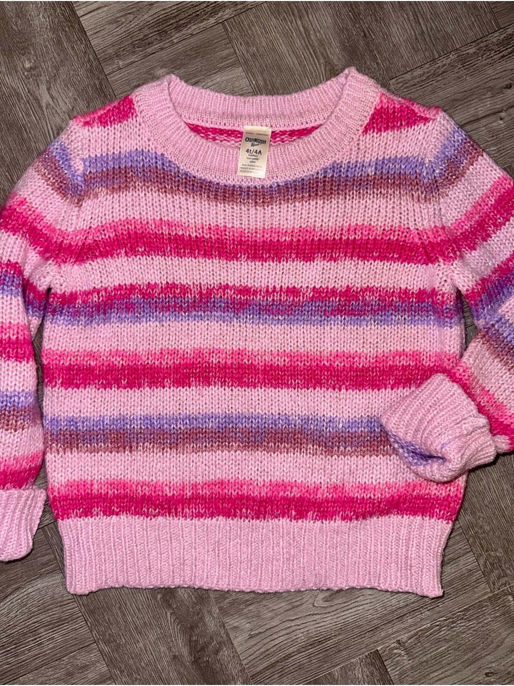 OshKosh B'gosh Pink & Purple Striped Crewneck Sweater